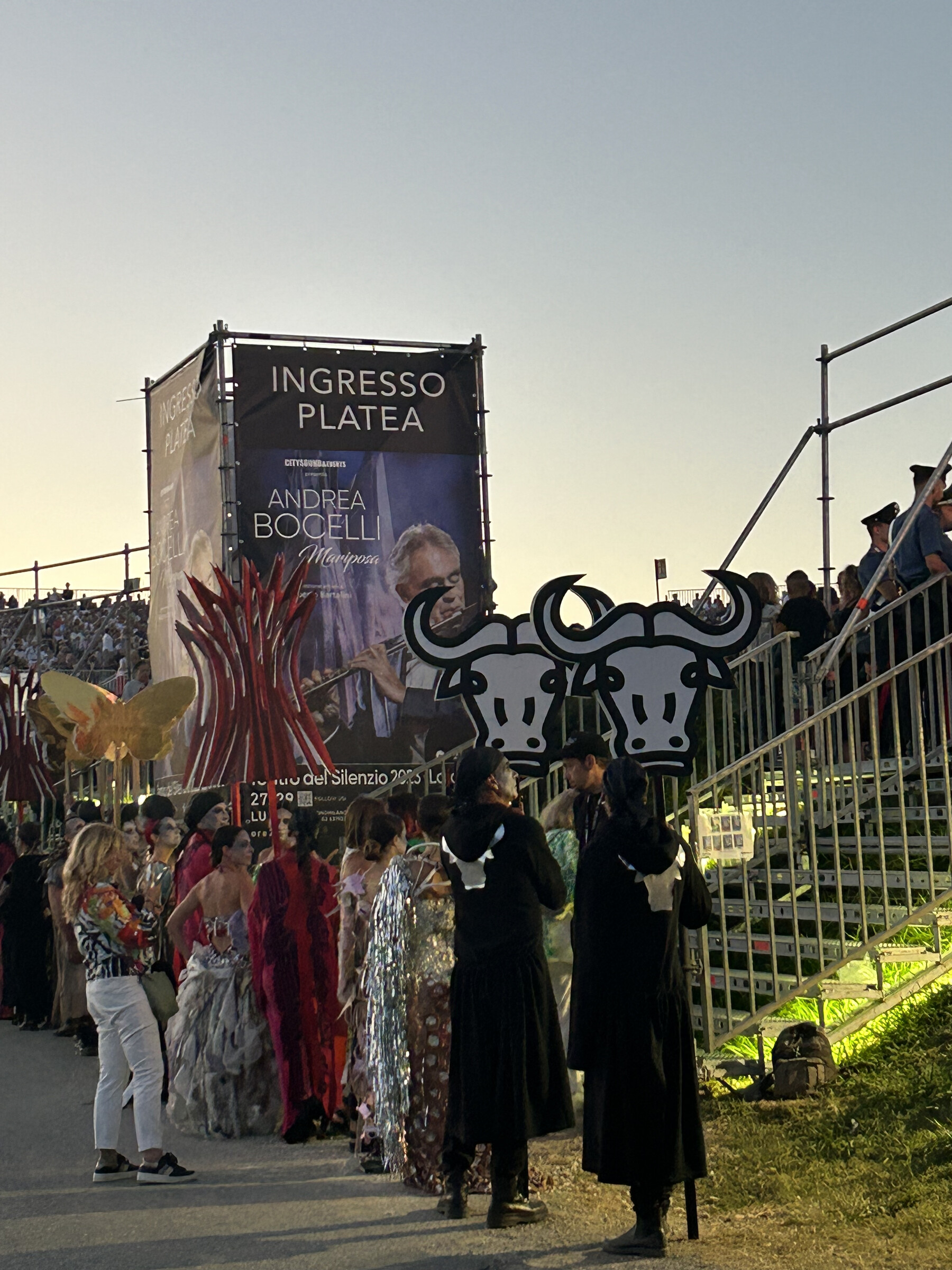 Audience arriving at Teatro del Silenzio for an Andrea Bocelli concert in Lajatico