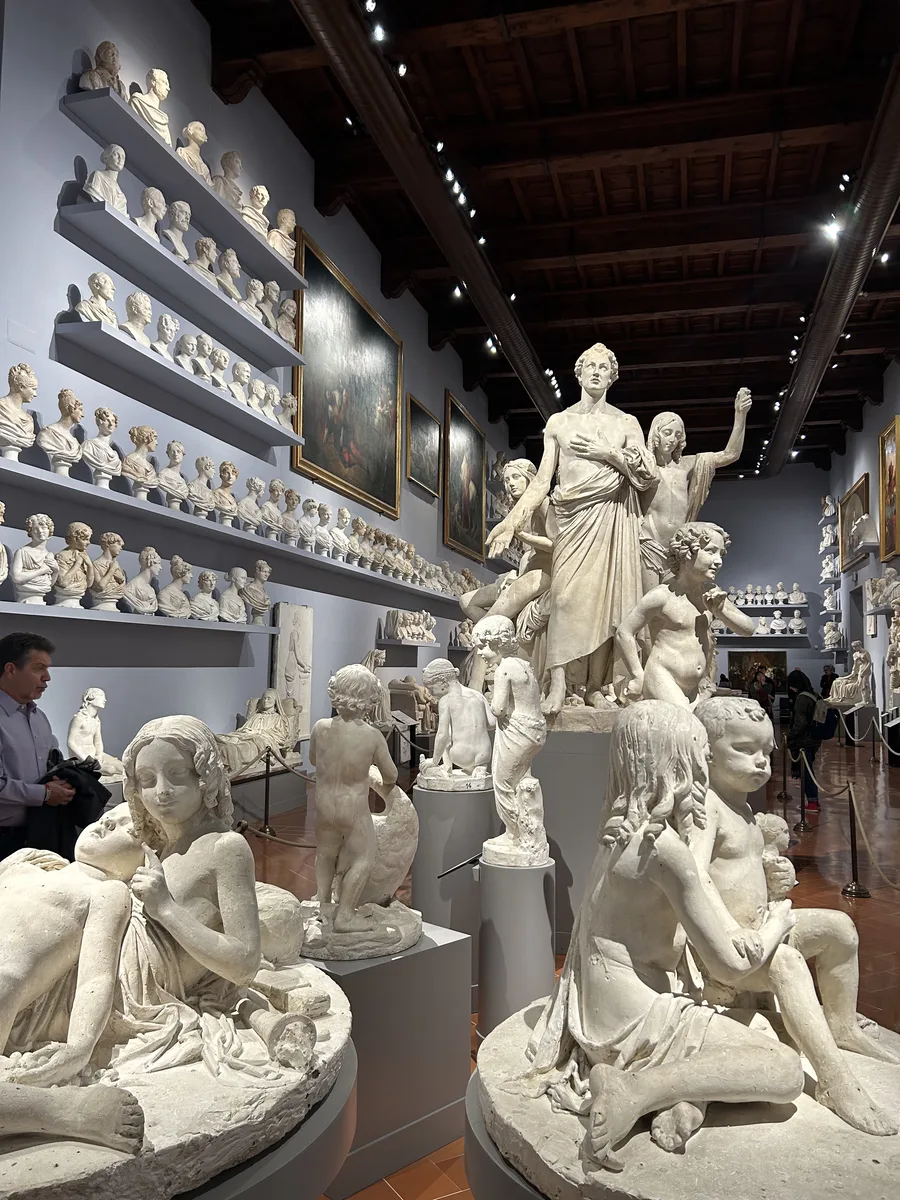 Sculptures and plaster casts in the Gipsoteca at the Galleria dell'Accademia, Florence